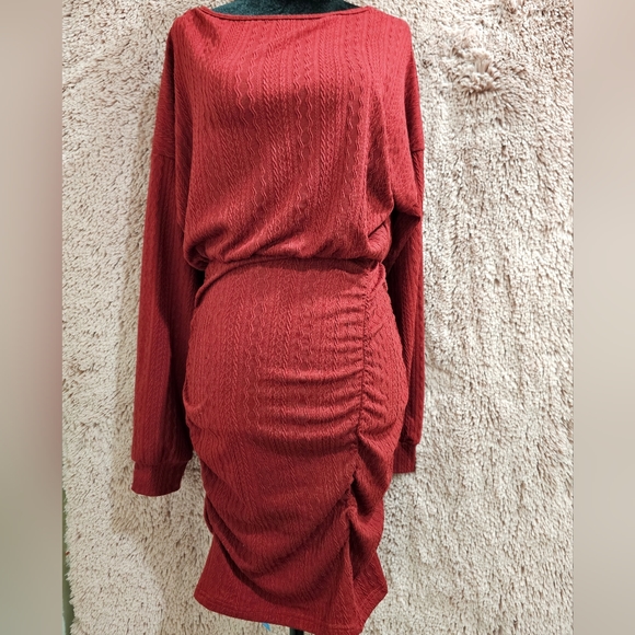 CUPSHE Women's Knit Red Wine Dress - Picture 7 of 16